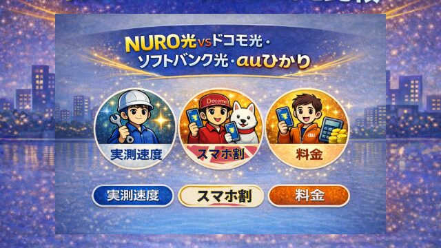 NURO光とドコモ光・ソフトバンク光・auひかりを通信速度や料金で比較したイメージ画像