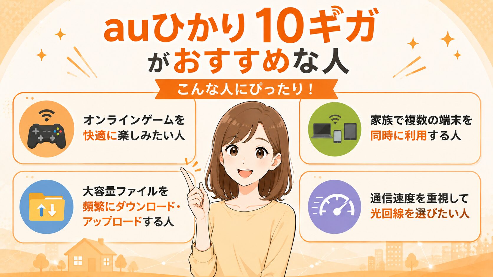 auひかり10ギガがおすすめな人を紹介するイメージ画像