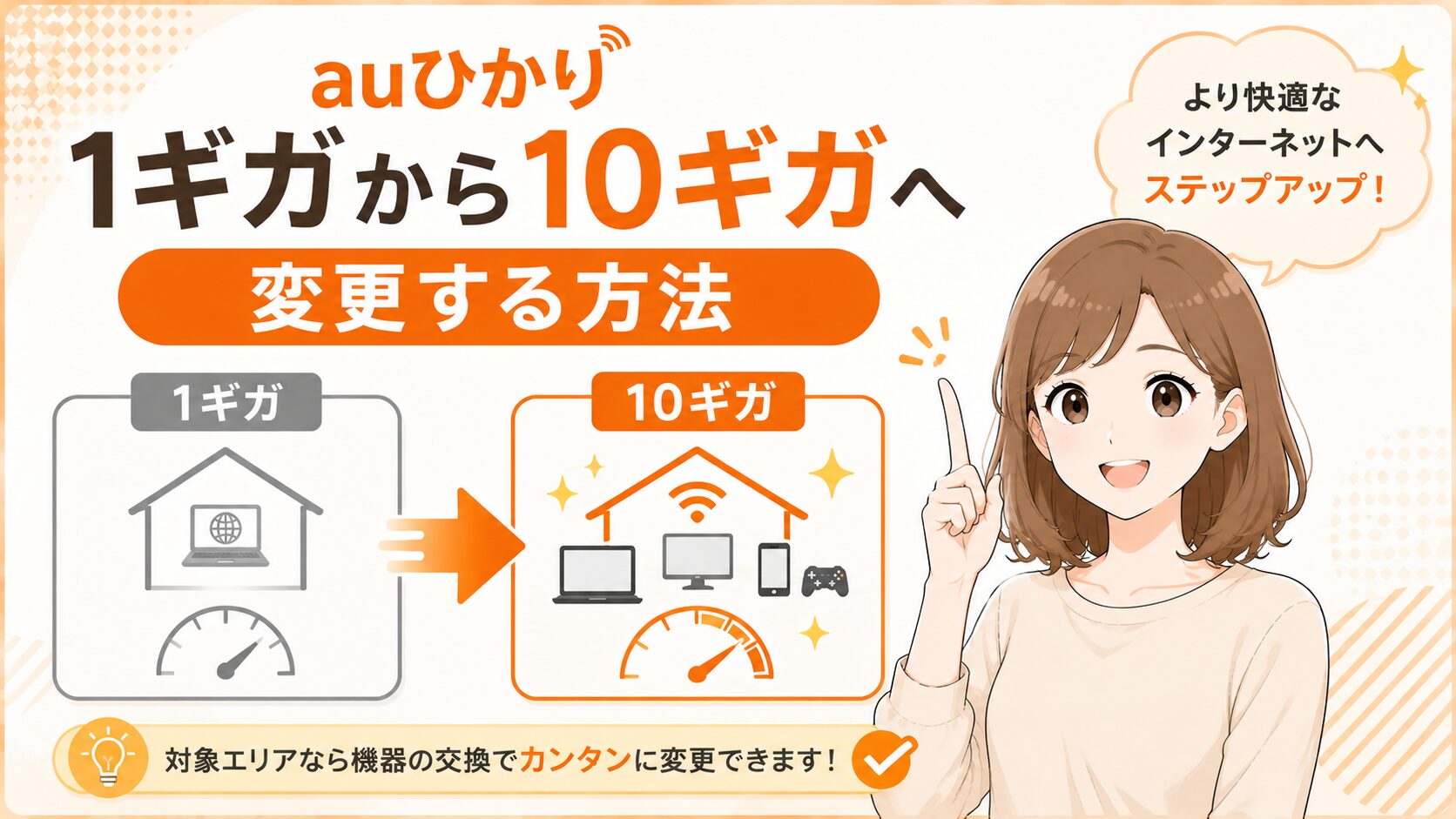 auひかり1ギガから10ギガへ変更する方法を紹介するイメージ画像