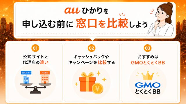 auひかりの申し込み窓口を比較するポイントのイメージ画像