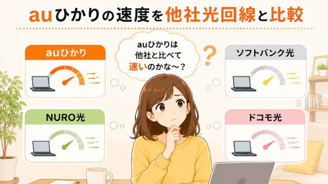 auひかりの通信速度を他社光回線と比較するイメージ画像