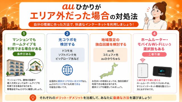 auひかりがエリア外だった場合の対処法のイメージ画像