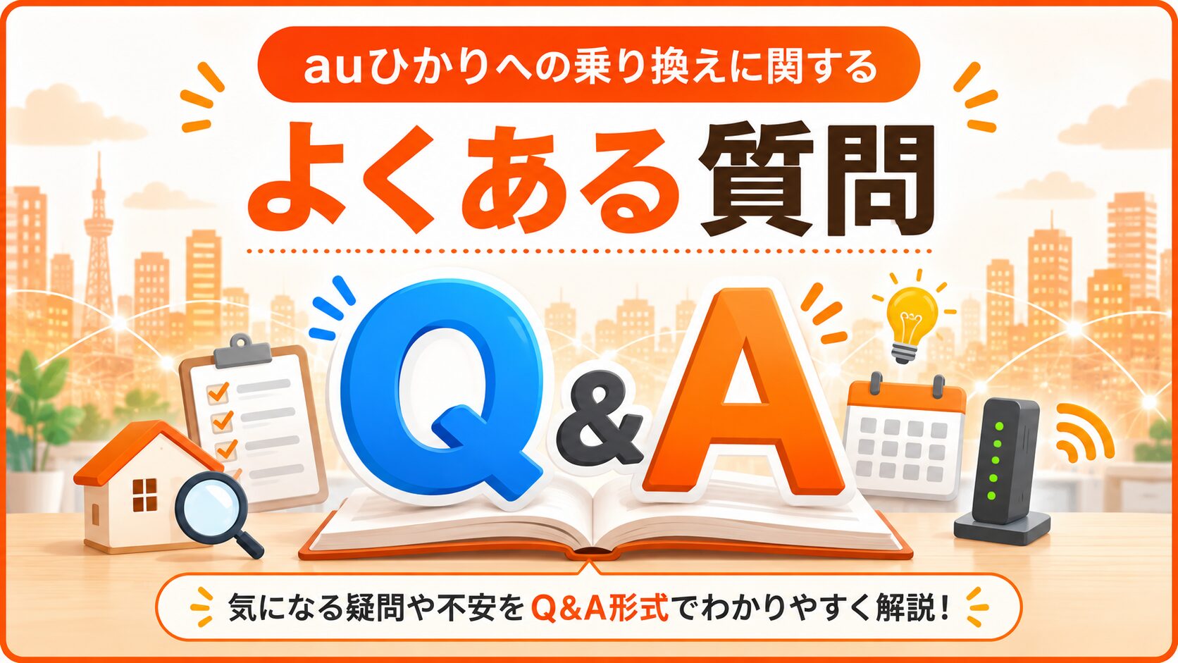 auひかりへの乗り換えに関するよくある質問をQ&A形式で紹介するイメージ画像