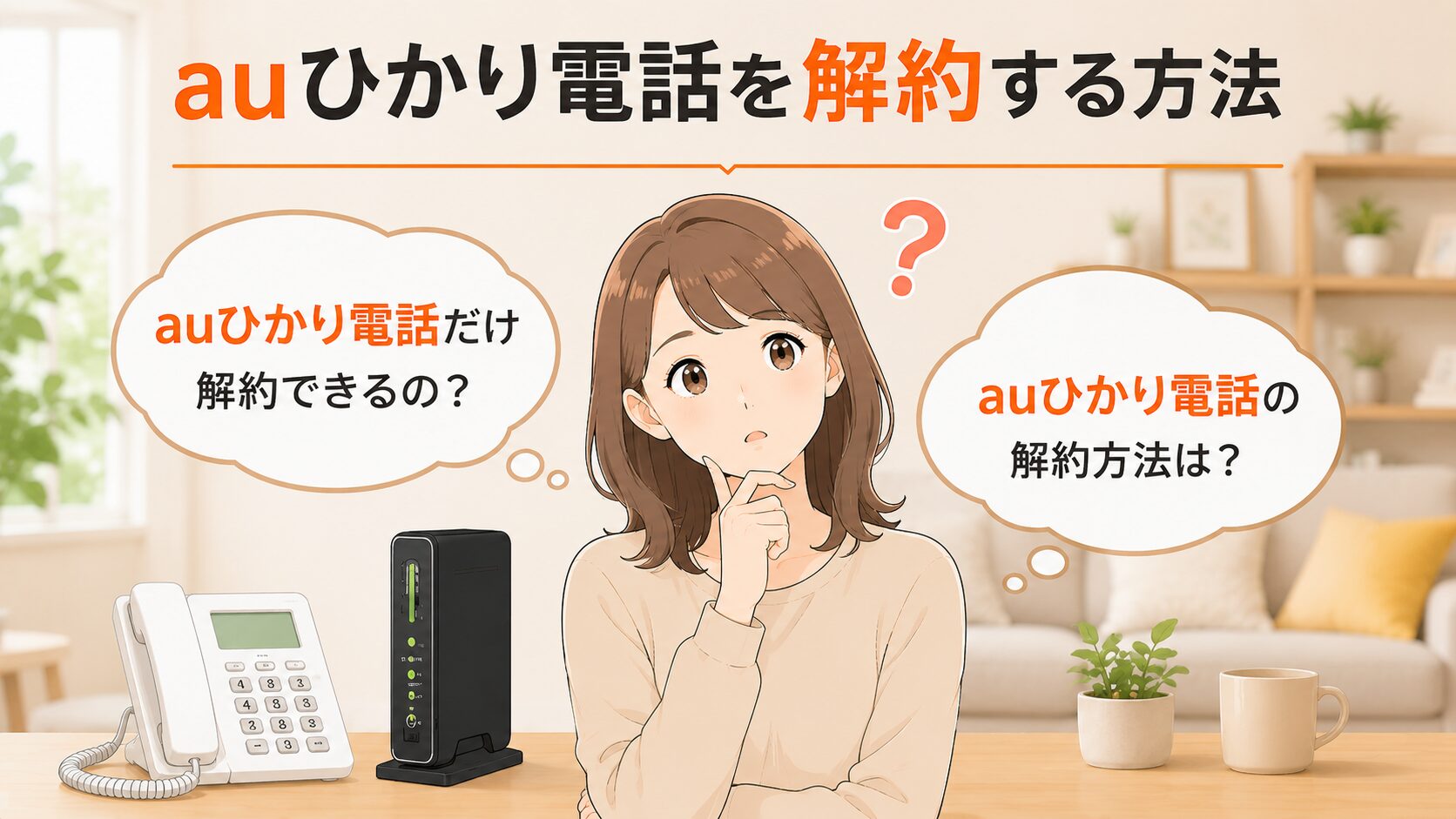 auひかり電話だけ解約できるのか、解約方法について疑問を持つイメージ画像