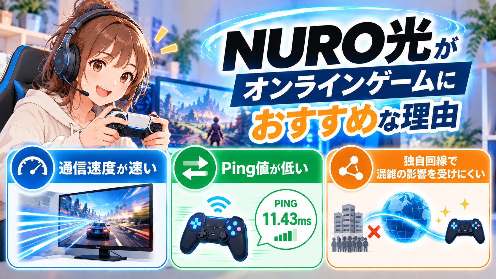 NURO光がオンラインゲームにおすすめな3つの理由のイメージ画像