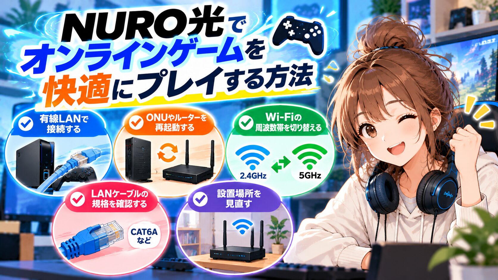 NURO光でオンラインゲームを快適にプレイする方法を紹介するイメージ画像
