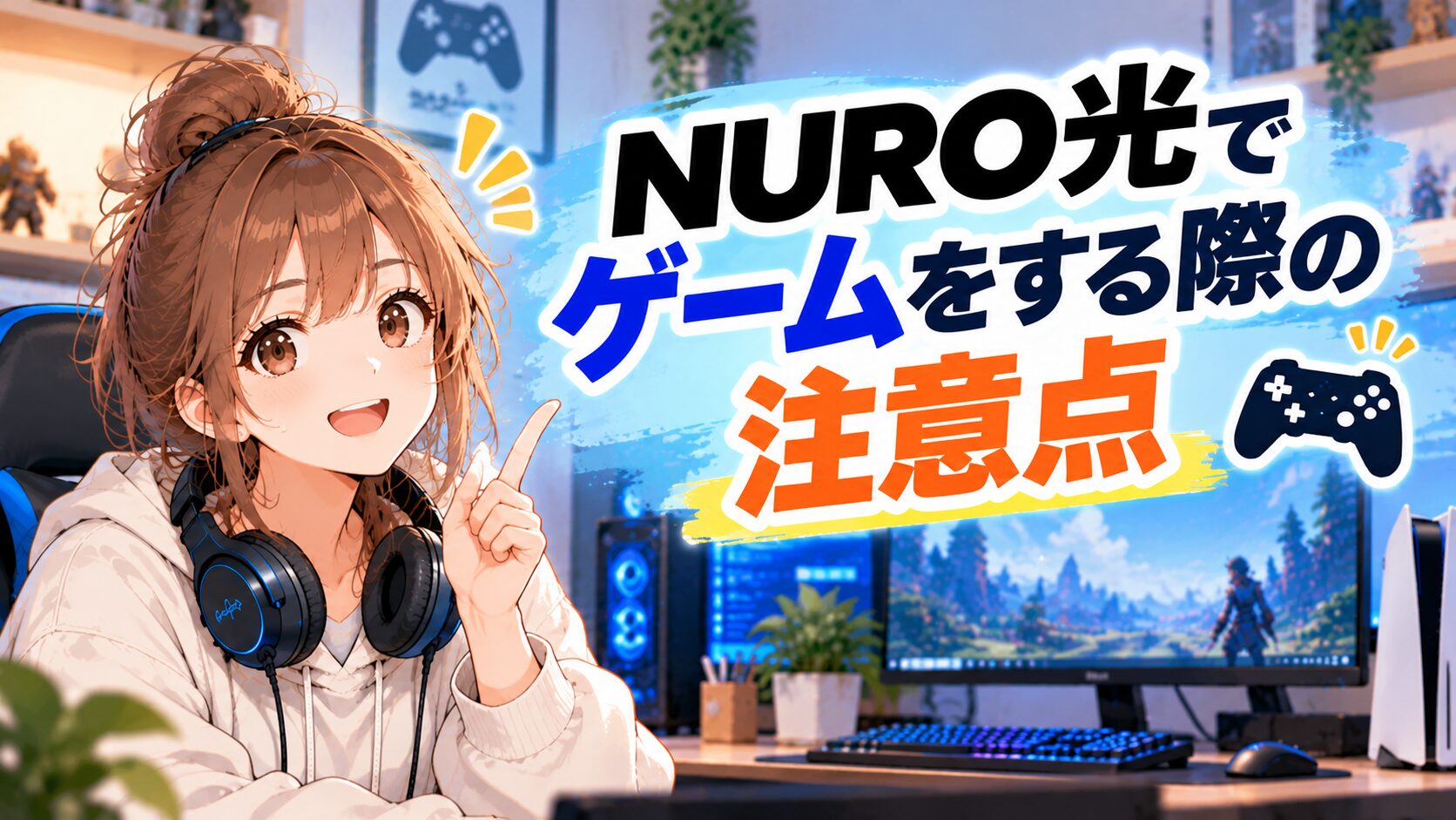 NURO光でゲームをする際の注意点を紹介するイメージ画像