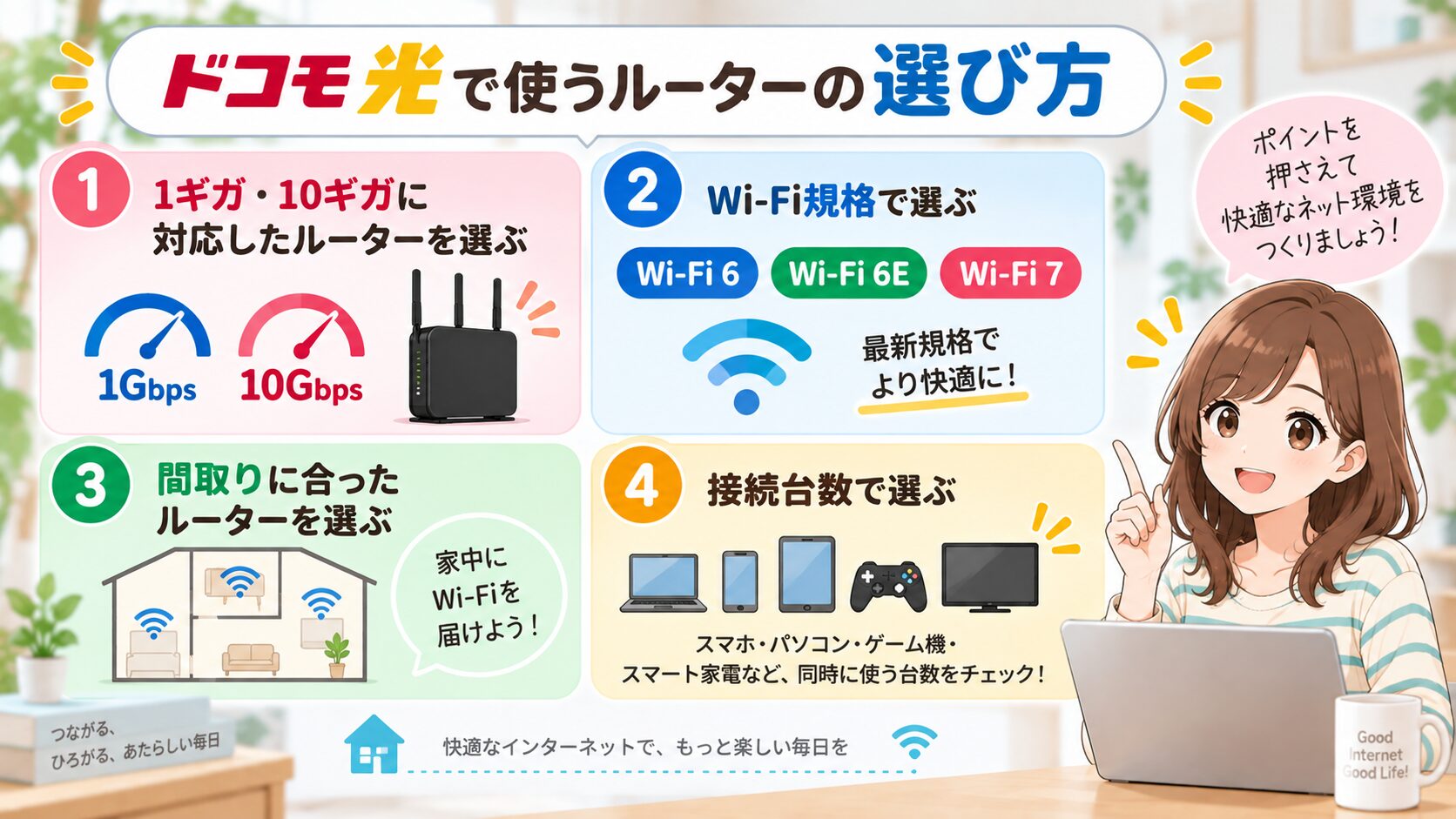 ドコモ光で使うルーターの選び方を解説したイメージ画像