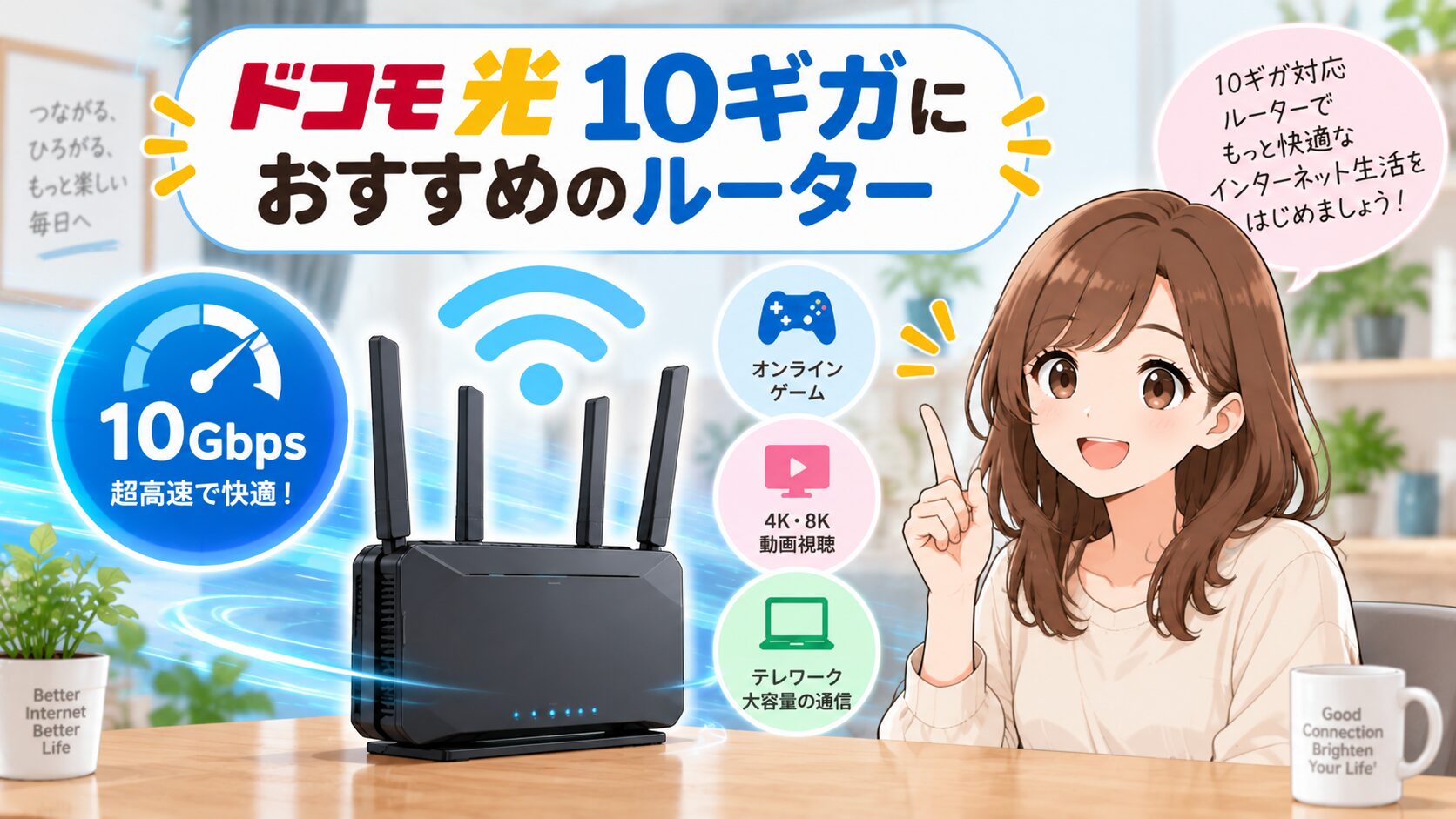 ドコモ光10ギガにおすすめのルーターを紹介するイメージ画像